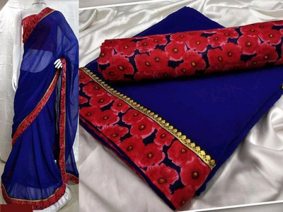 DRIZOMIZ Self Design Bollywood Georgette Saree(Dark Blue)