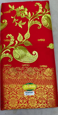 Wasim Masud Embroidered Banarasi Silk Blend Saree(Red)