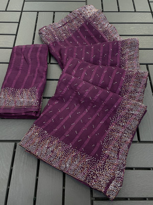 EthnicAura Embellished Bollywood Georgette Saree(Purple)