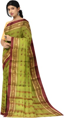 Rankit fashion Self Design Tant Pure Cotton Saree(Green)