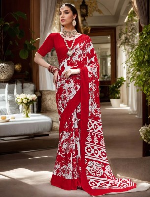 Divastri Printed Bollywood Georgette Saree(Red)