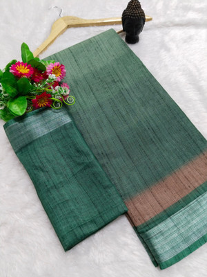 PRTRENDZ Printed Bollywood Linen, Cotton Linen Saree(Green)