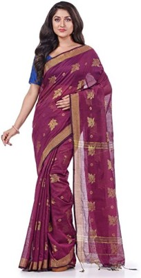 Desh Bidesh Woven Tant Handloom Cotton Silk Saree(Brown)