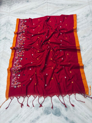 Sia Saree Bazaar Embroidered Handloom Pure Cotton Saree(Pink)