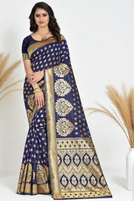 LARYZA Woven, Embellished Banarasi Jacquard Saree(Blue)