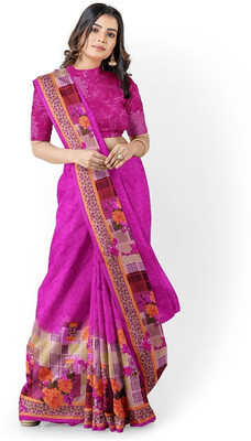 Saadhvi Digital Print Banarasi Georgette Saree(Pink)