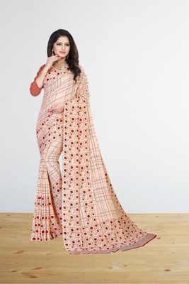 Kanooda Prints Printed Daily Wear Georgette Saree(Cream)