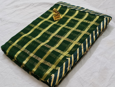 MINE CHOICE Checkered Bollywood Viscose Rayon, Georgette Saree(Dark Green)