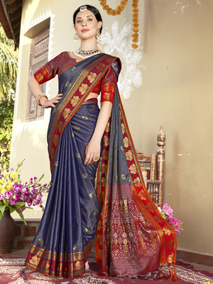 ANOUK Woven Banarasi Art Silk Saree(Blue)