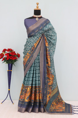 Ananta Akshram Digital Print, Printed Mysore Pure Silk Saree(Blue)
