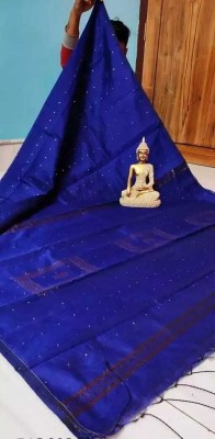 ritika fashion Self Design Handloom Pure Cotton Saree(Blue)