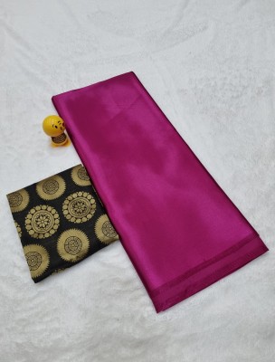 Arpita Fashion Solid/Plain, Self Design Bollywood Satin Saree(Magenta)