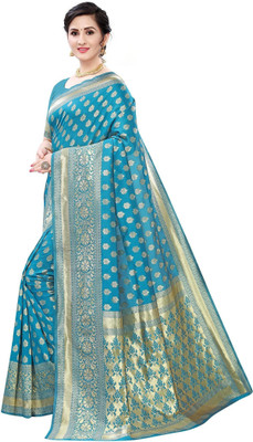 SWAMI STUDIO Self Design Banarasi Jacquard Saree(Light Blue)