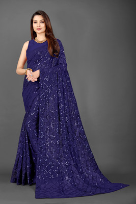 Divastri Embellished Bollywood Georgette Saree(Blue)