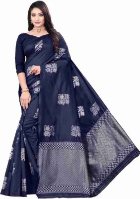 Sarvada Self Design Kanjivaram Pure Silk, Art Silk Saree(Dark Blue)