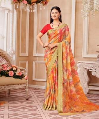 Divastri Printed Daily Wear Chiffon Saree(Beige)