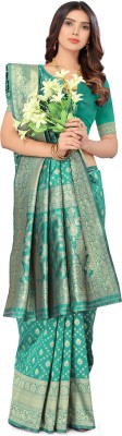 Endues Woven Banarasi Silk Blend Saree(Green)