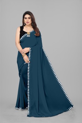 Manan Creation Embellished Bollywood Georgette Saree(Blue)