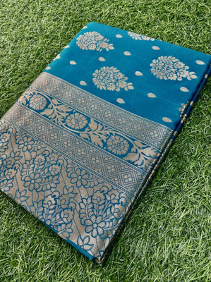 MIRMAN Woven Kanjivaram Pure Silk Saree(Dark Blue)
