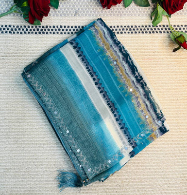 Pallu Patola Printed Banarasi Chiffon Saree(Blue)