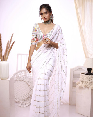 Julee Embroidered Bollywood Georgette Saree(Multicolor)