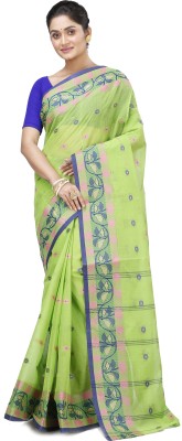 DipDiya Self Design, Woven Tant Pure Cotton Saree(Light Green)