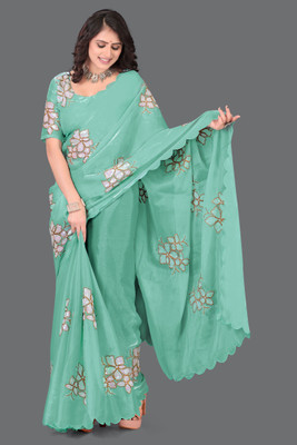 AVIRAT DESIGNER STUDIO Embroidered Bollywood Georgette Saree(Light Green)