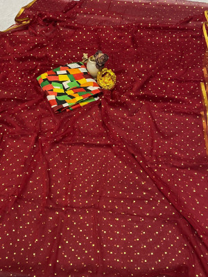 HouseOfCommon Embellished Bollywood Polyester Saree(Maroon)