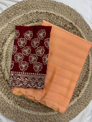 CLICKTHEMALL Solid/Plain Bollywood Chiffon Saree(Multicolor)