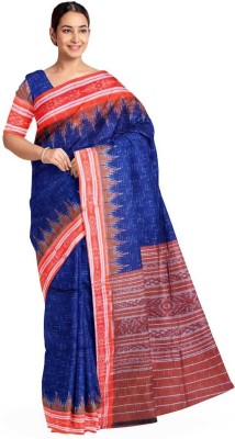 Odiasfirst choice saree Woven Sambalpuri Pure Cotton Saree(Blue)