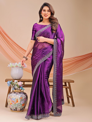 Leelavati Embellished Bollywood Jimmy choo Saree(Purple)
