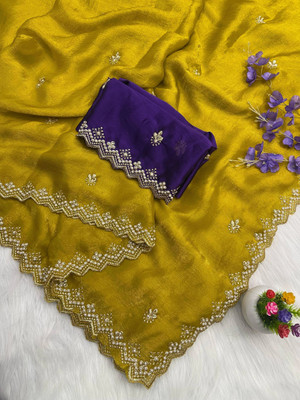 Ethina Fashion Dyed Bollywood Art Silk Saree(Mustard)