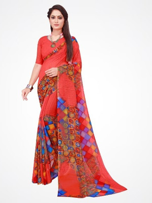 Saadhvi Printed Daily Wear Georgette Saree(Pink)