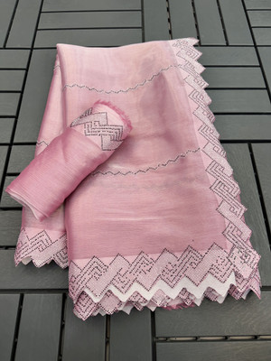 HouseOfCommon Embellished Bollywood Jimmy choo Saree(Pink)