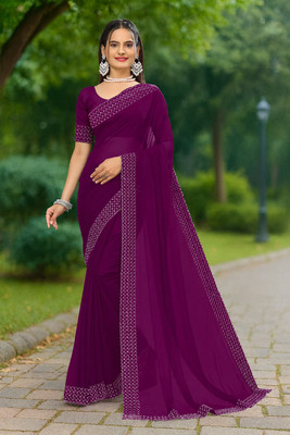 Zeekha Self Design Daily Wear Georgette Saree(Dark Green)