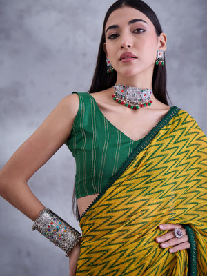 Sareemall Printed Bollywood Georgette Saree(Yellow)