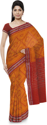 handloom paridhaan Self Design Daily Wear Pure Cotton Saree(Orange)