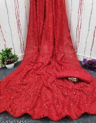 Suntex Embellished Bollywood Net Saree(Red)