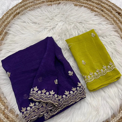 Tradivibe Dyed Bollywood Art Silk Saree(Blue)