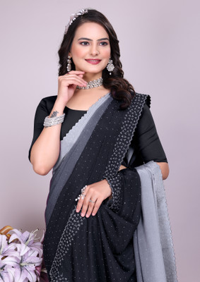 PRAGATI DESIGNER Embellished Bollywood Chiffon Saree(Black)