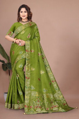SuratSareeMall Woven, Self Design Banarasi Viscose Rayon Saree(Green)