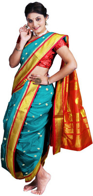 HouseOfCommon Woven Paithani Art Silk Saree(Light Green)