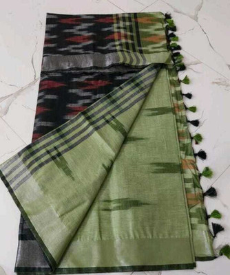 DNTEXTILE Printed Ikkat Cotton Blend Saree(Multicolor)