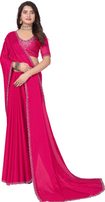 kealawomenclothing Embellished Daily Wear Satin Saree(Pink)