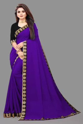 OKTAT Solid/Plain Banarasi Georgette Saree(Black)