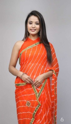 VL SAREES Printed Bandhani Georgette Saree(Orange)