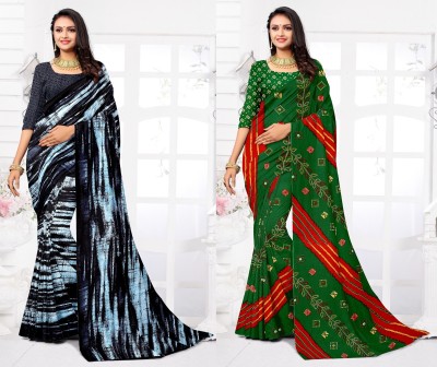 STYLEVEDA Paisley Daily Wear Georgette Saree(Pack of 2, Dark Green, Black)