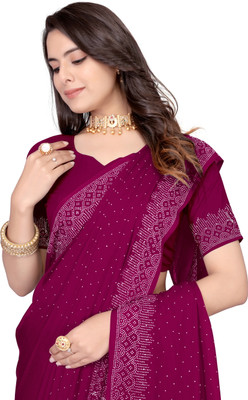 Looootnest Solid/Plain Bollywood Georgette Saree(Pink)