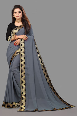 Jevlan Self Design Bollywood Georgette Saree(Grey)