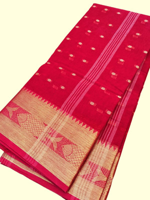 Maasaree Self Design Tant Pure Cotton Saree(Red)